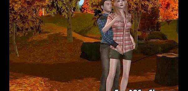  Foxy 3D cartoon blonde getting fucked in the woods